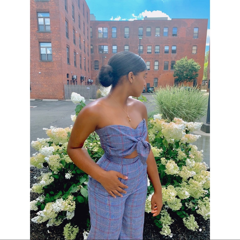Grey Plaid Romper